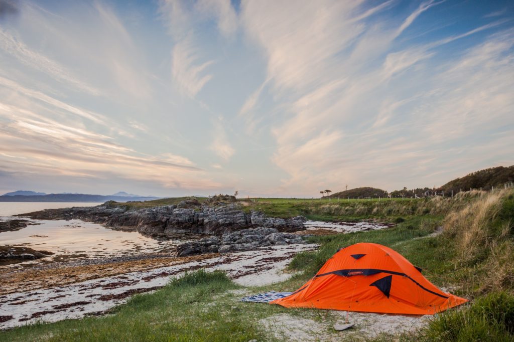 tent orange sky