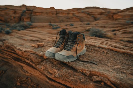 pair of brown leather boots