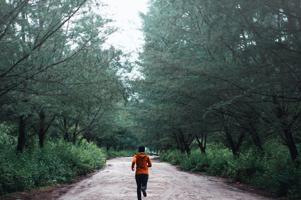 person on trail
